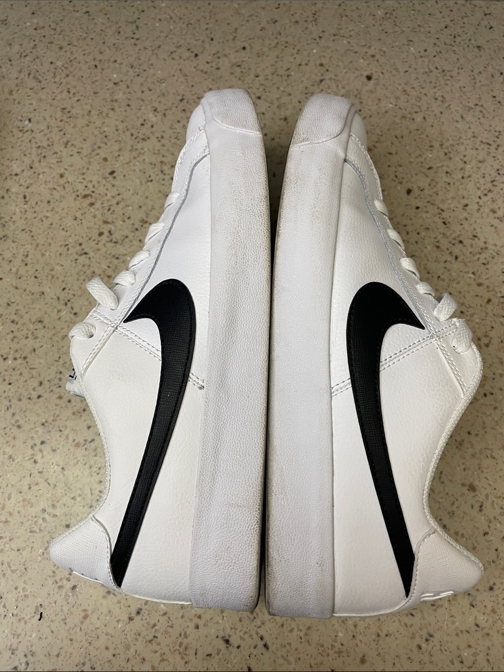 Nike White Leather Low-Top Sneakers with Black Swoosh - Picture 3 of 5